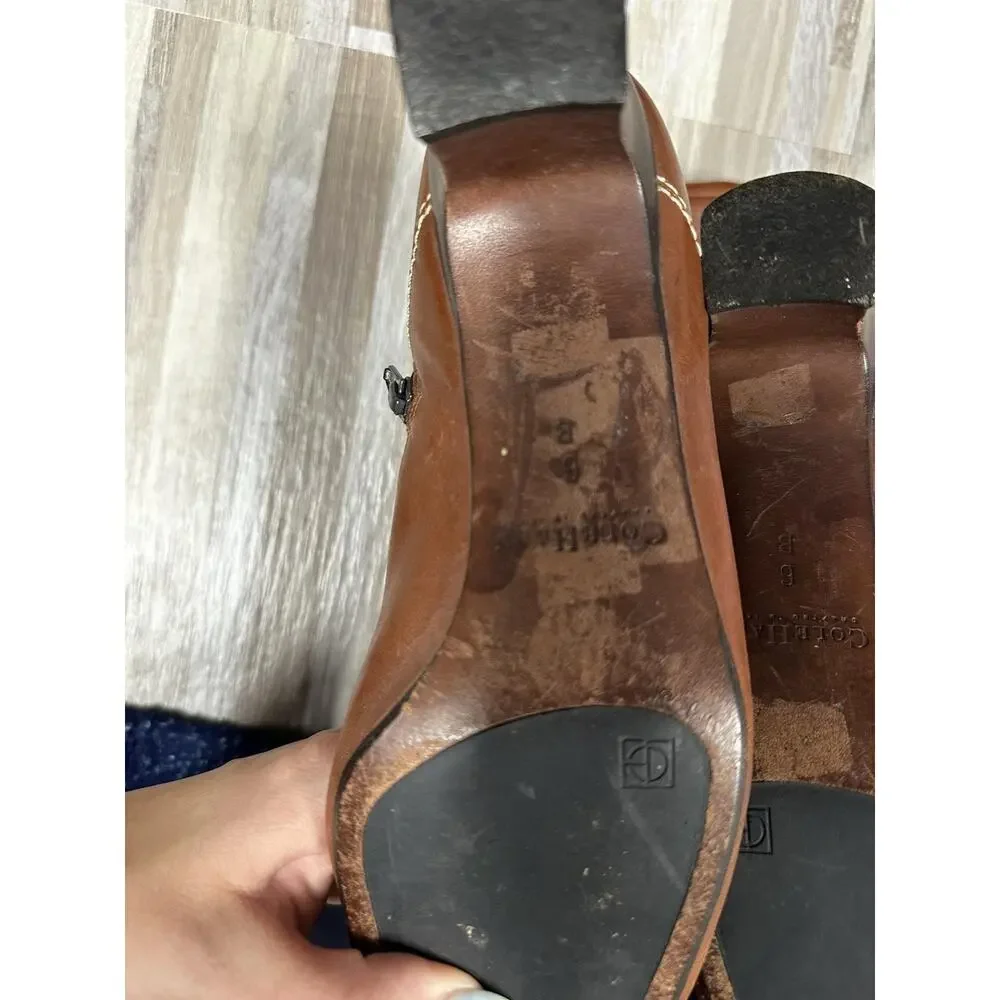 Vintage Cole Haan Leather Boots Sz 6 B Brn Mid Calf Sq Toe